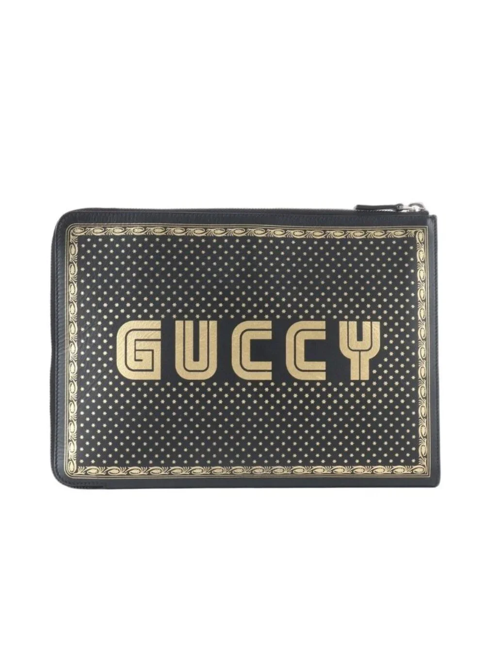 Gucci Sega Collaboration Guccy Print Leather Business Clutch